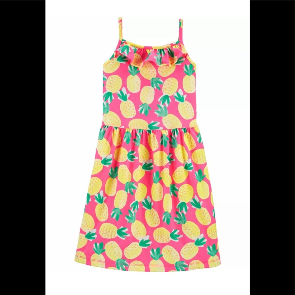 Pineapple Ruffle Tank Jersey Dress